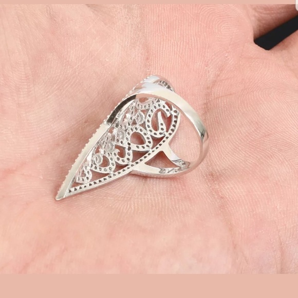 Sterling spike ring w/white sapphires & topaz sz8 - Picture 8 of 13